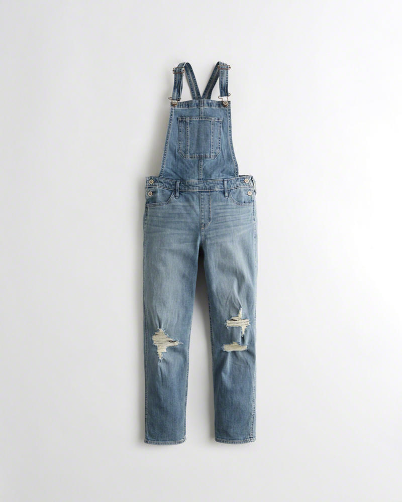 Jeans Hollister Donna Classic Stretch Alte-Rise Boyfriend Overalls Lavaggio Italia (910ACDSN)